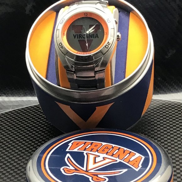 Virginia Cavaliers NCAA Stainless-Steel Kaleido Men's Watch by Fossil NEW!!